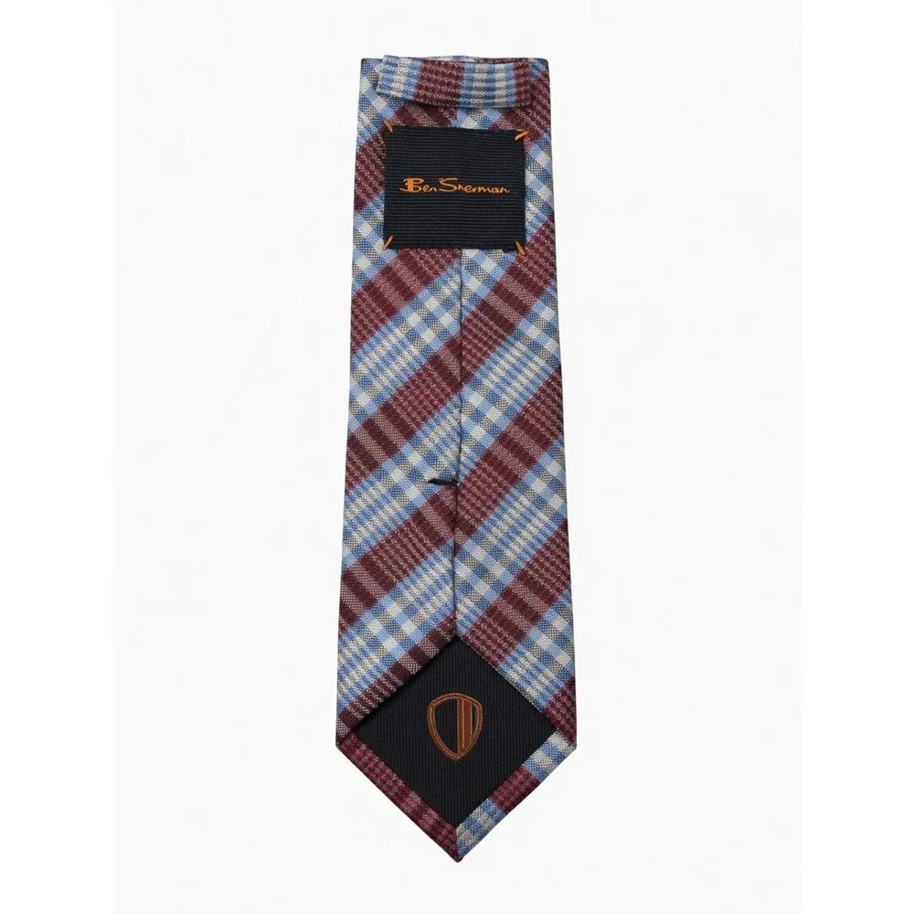 Ben Sherman Plaid 100% Silk Necktie